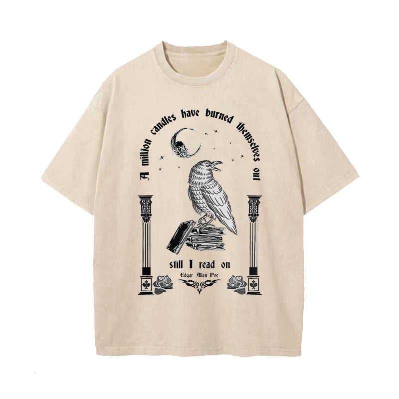 A Million Candles Have Burned Themselves Out Edgar Allan Poe Washed T-Shirt