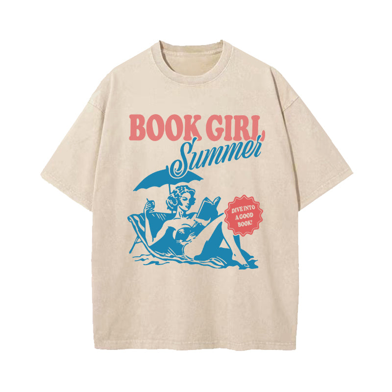Book Girl Summer Washed T-Shirt