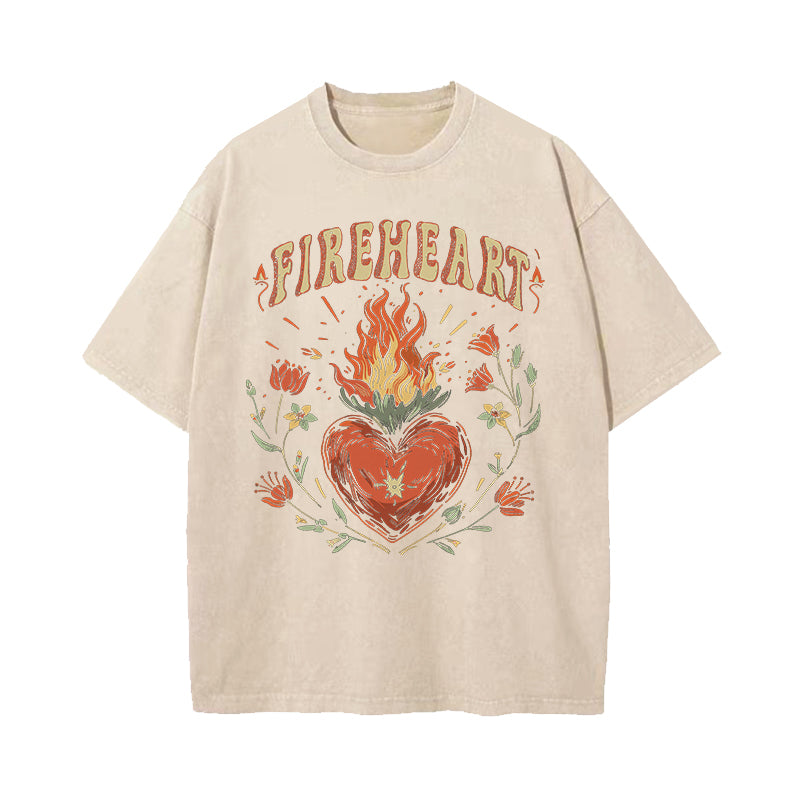 Vintage Fire-heart To Whatever End Washed T-Shirt