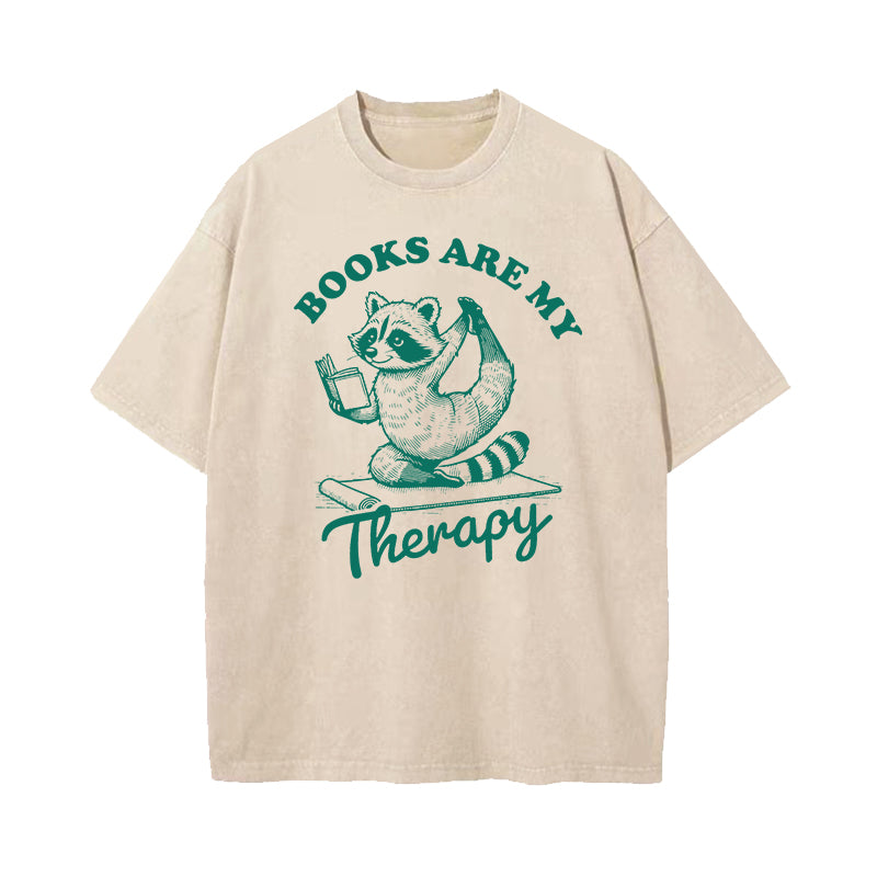 Books Are My Therapy Washed T-Shirt