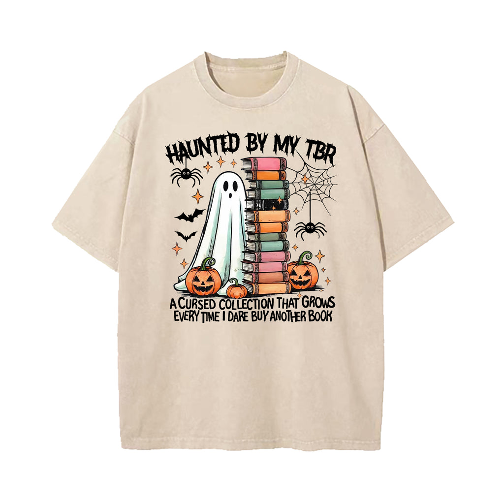 Haunted By My TBR Halloween Washed T-Shirt