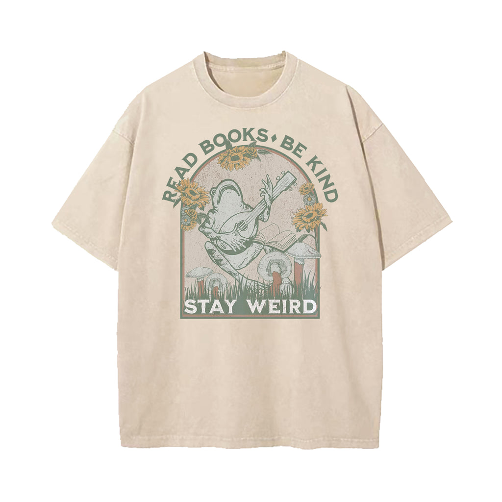 Read Books Be Kind Stay Weird Washed T-Shirt