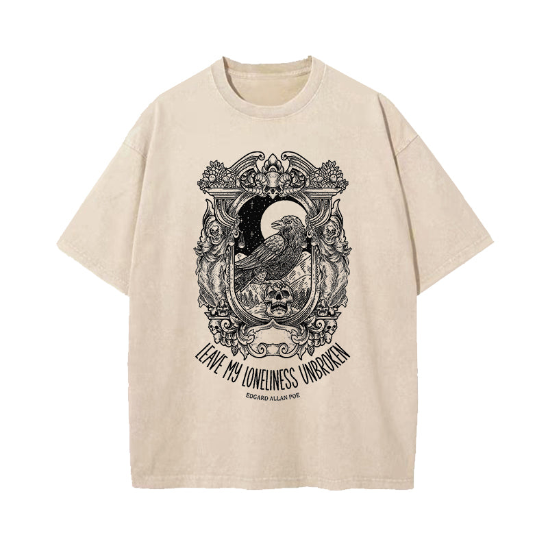 Leave My Loneliness Unbroken Edgar Allan Poe Washed T-Shirt