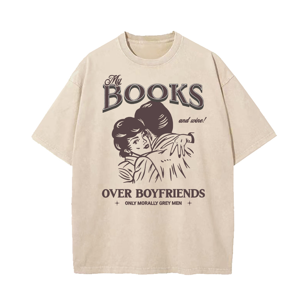 Books Over Boyfriends Washed T-Shirt