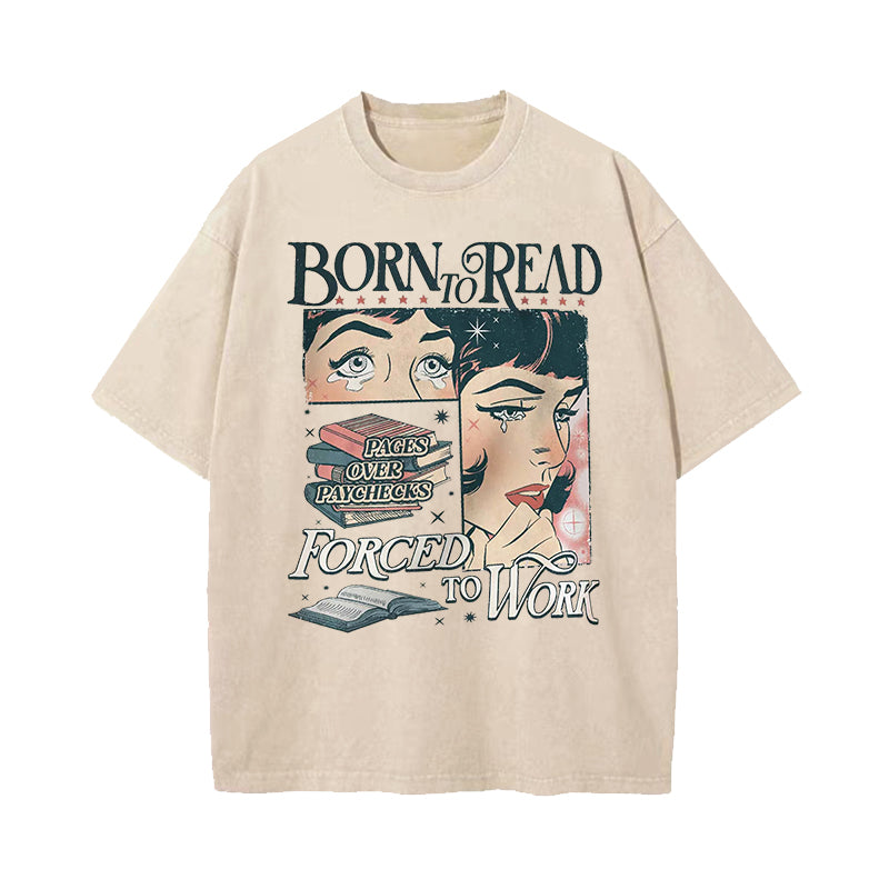 Born To Read Bookish Washed T-Shirt