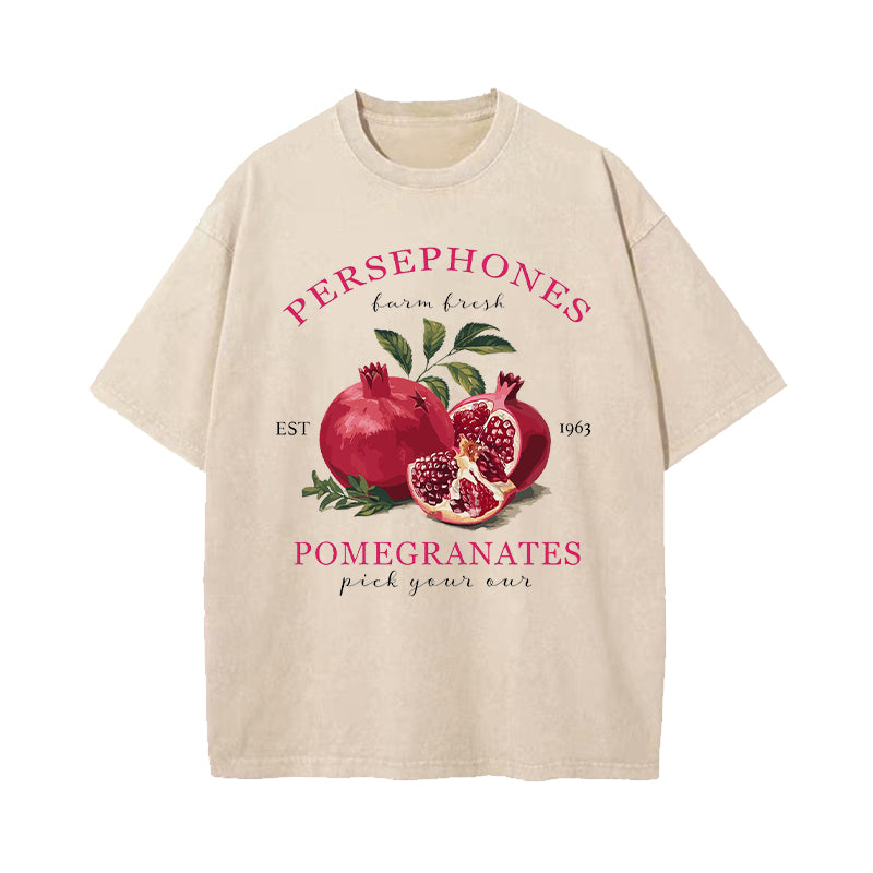 Persephone's Pomegranates Greek Mythology Washed T-Shirt