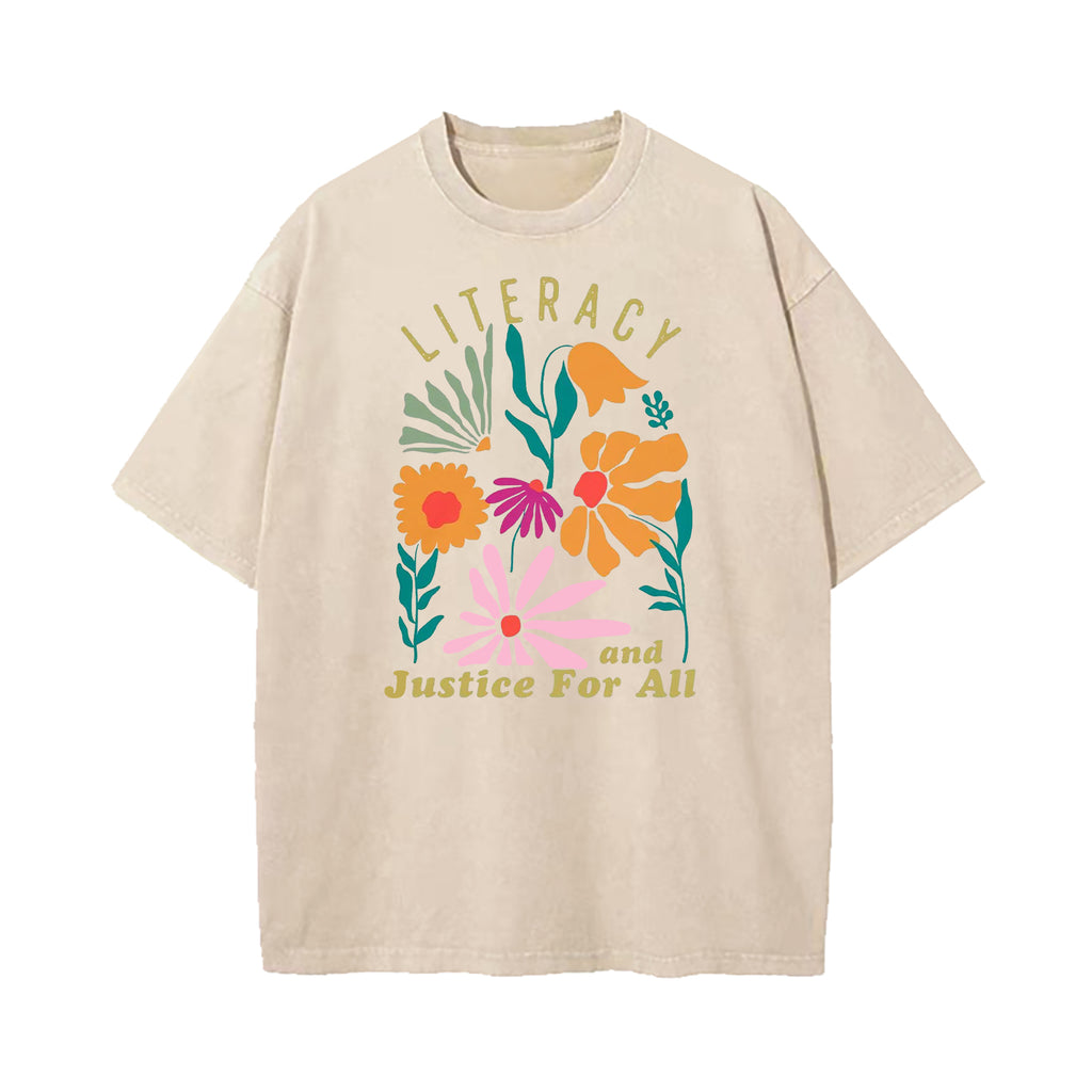 Literacy and Justice for All Washed T-Shirt