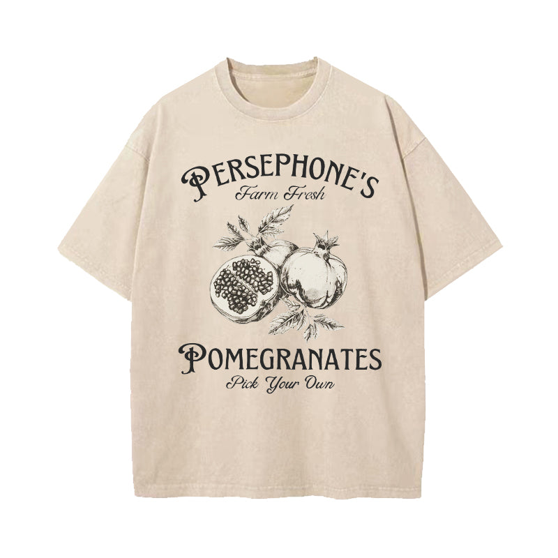 Persephone's Pomegranates Greek Mythology Washed T-Shirt