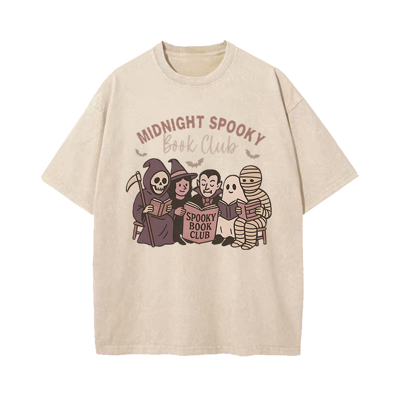 Midnight Spooky Book Club Washed T-Shirt