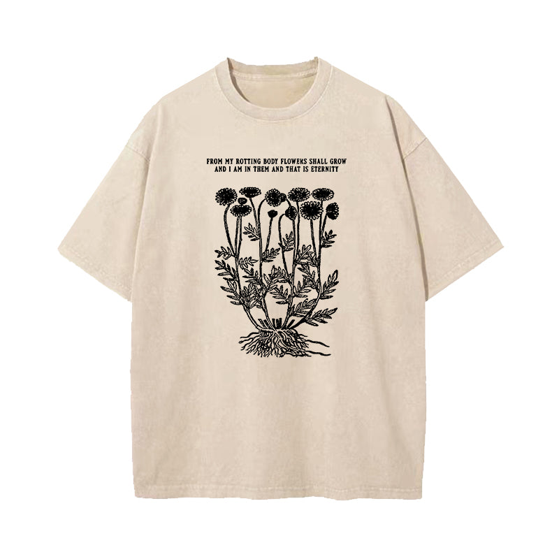 Victorian Flower Poetry Cottagecore Washed T-Shirt