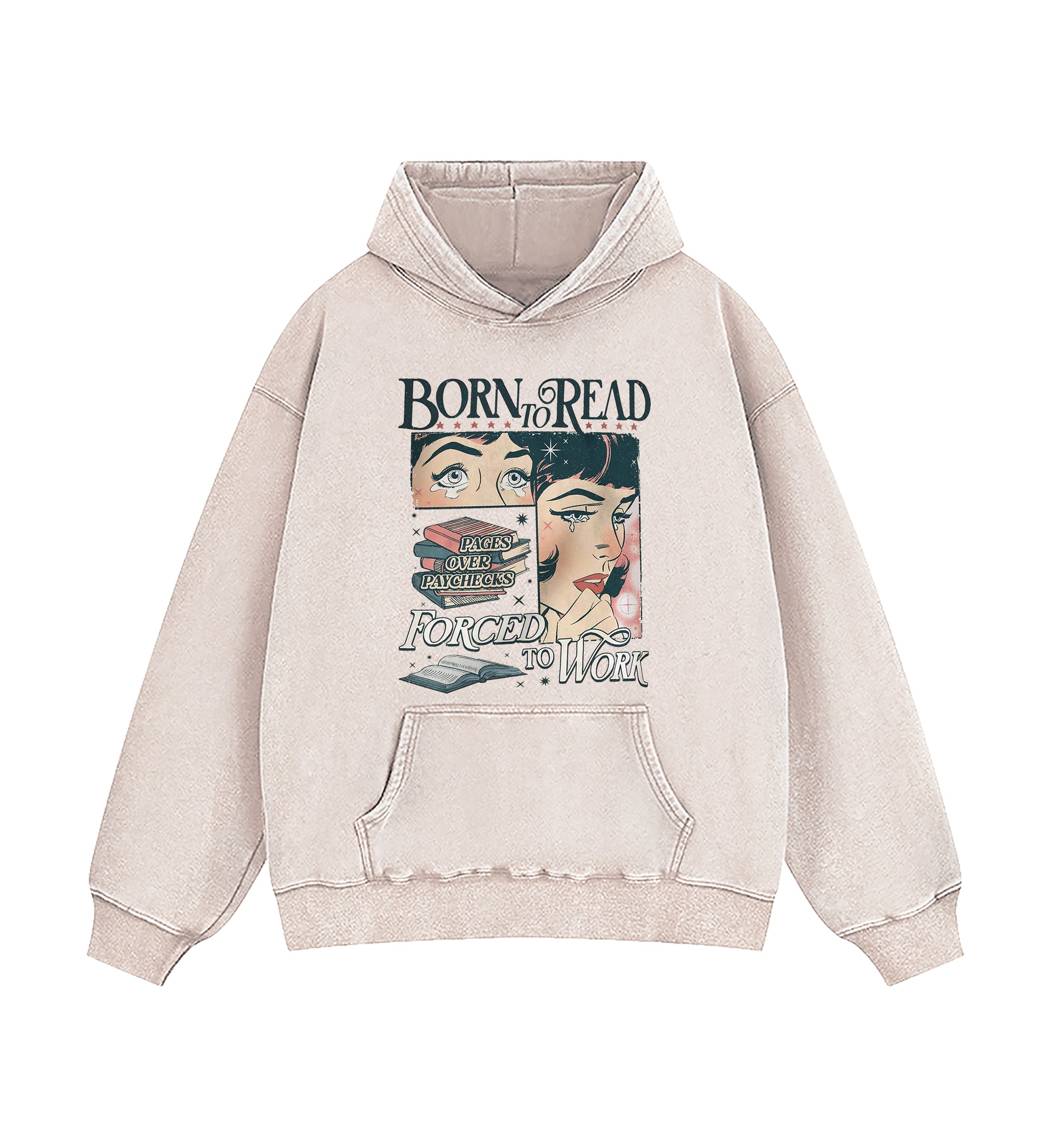Born To Read Bookish Washed Hoodie