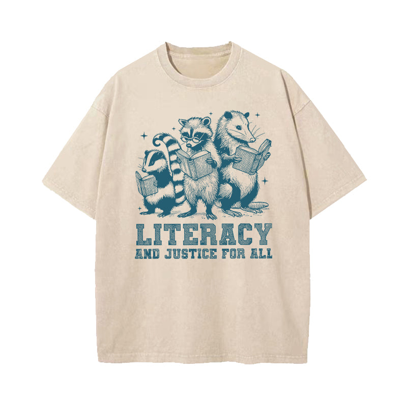Literacy And Justice For All Washed T-Shirt
