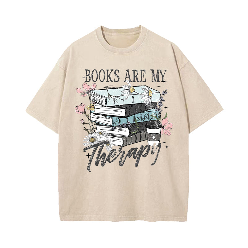 Book Are My Therapy Washed T-Shirt