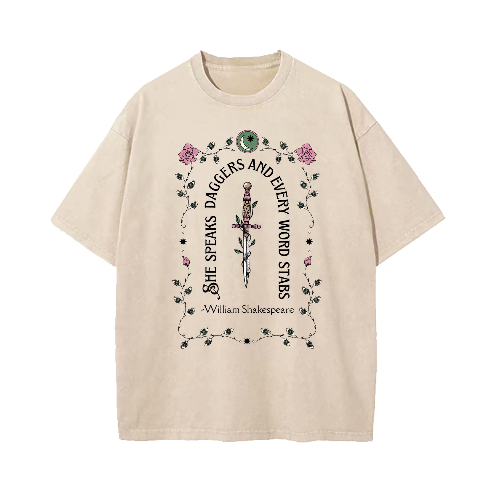 She Speaks Daggers Shakespeare Quote Washed T-Shirt