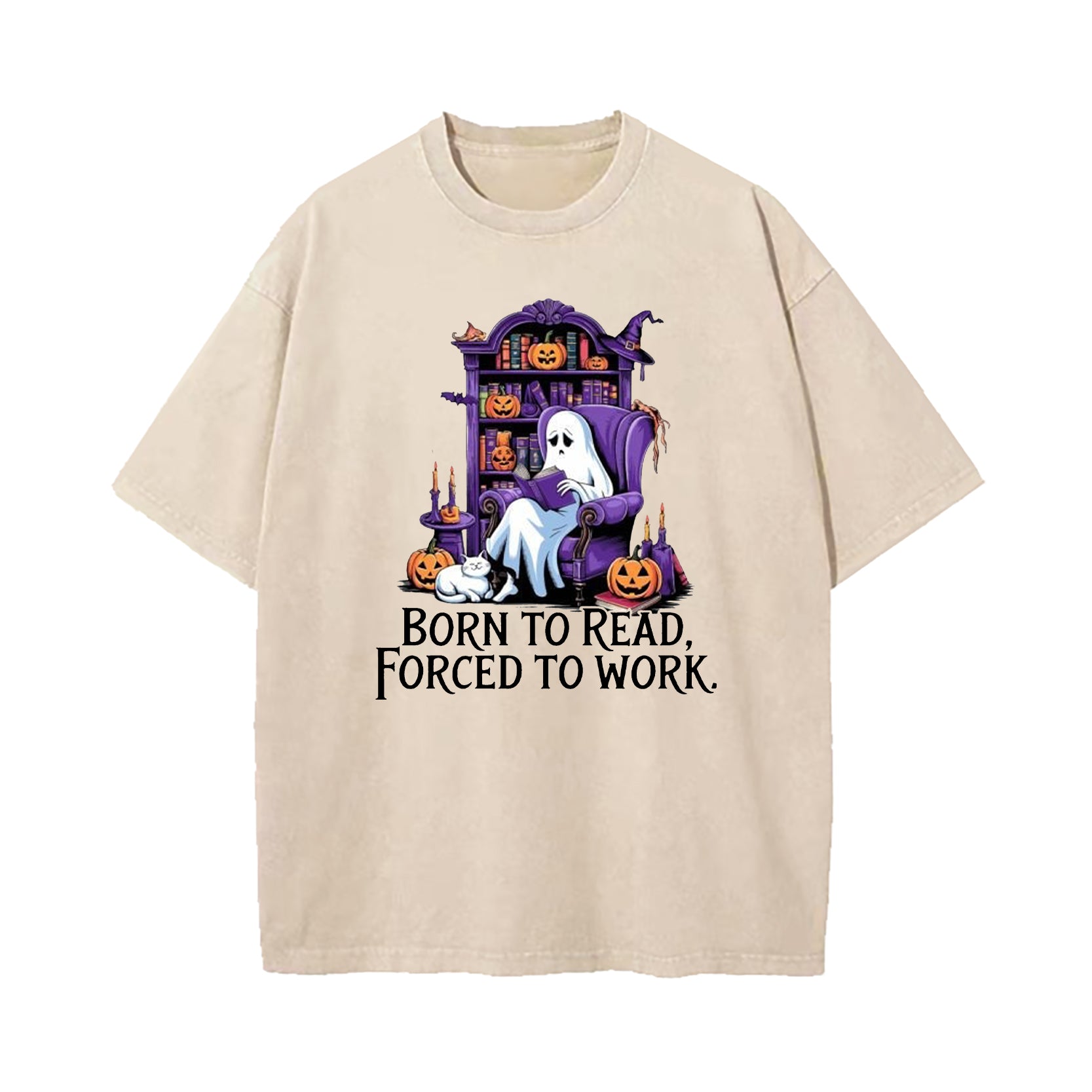 Born To Read Forced To Work Ghost Washed T-Shirt