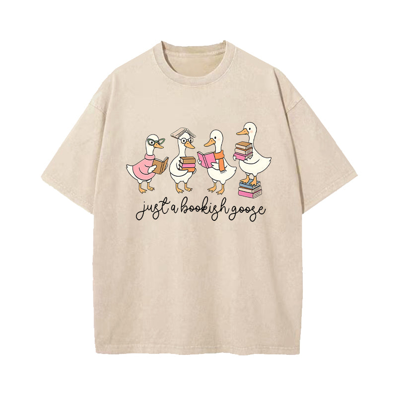 Just A Bookish Goose Washed T-Shirt