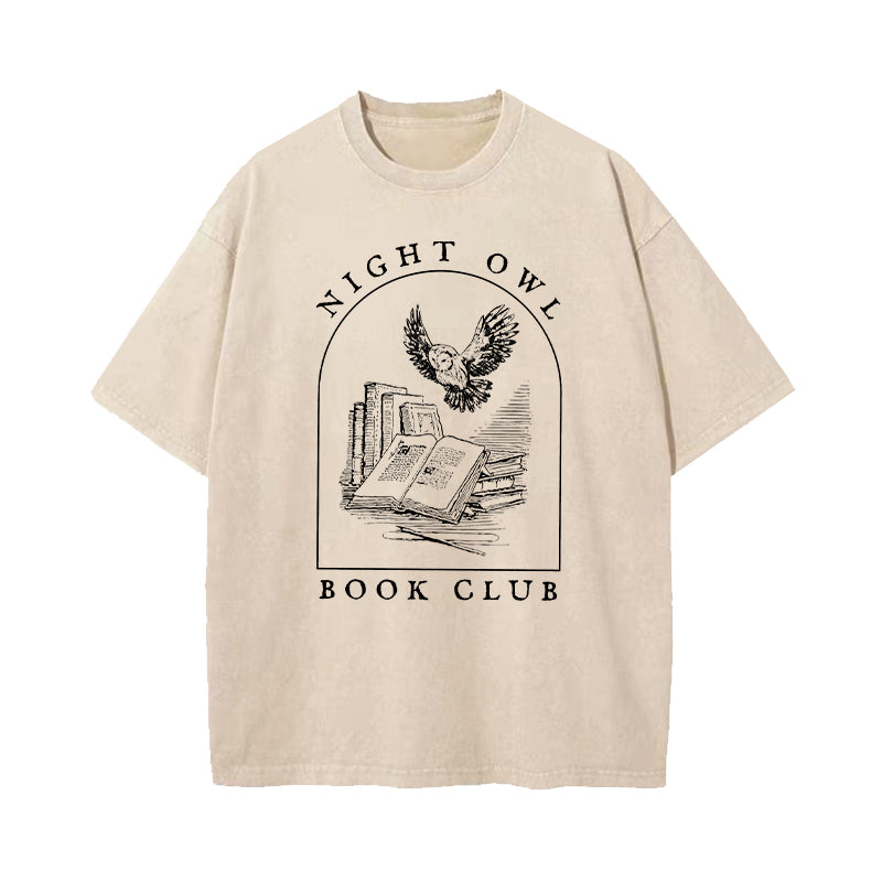 Night Owl Book Club Washed T-Shirt