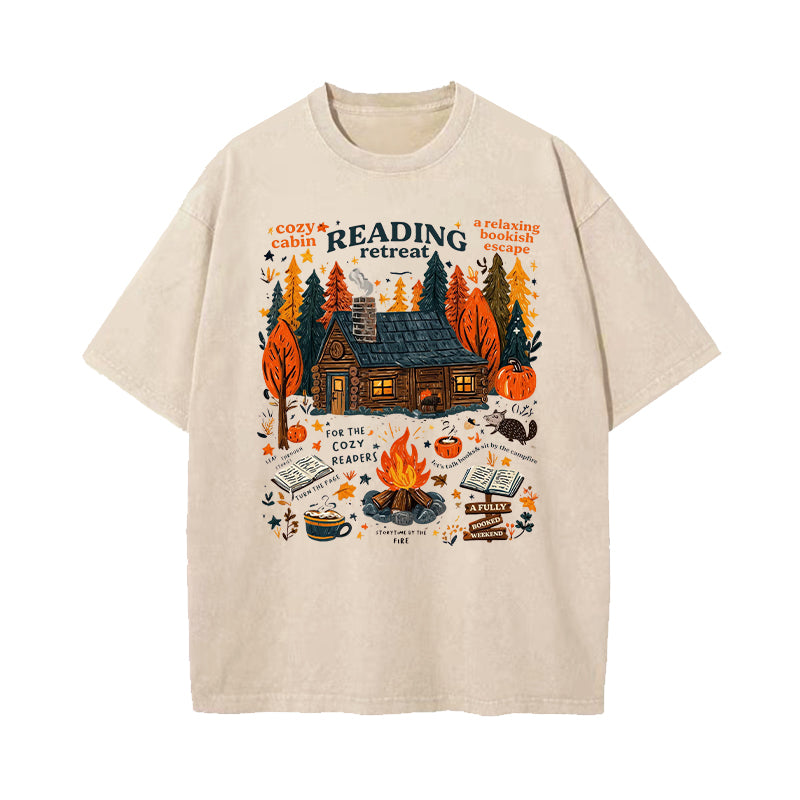 Cozy Cabin Reading Retreat Washed T-Shirt