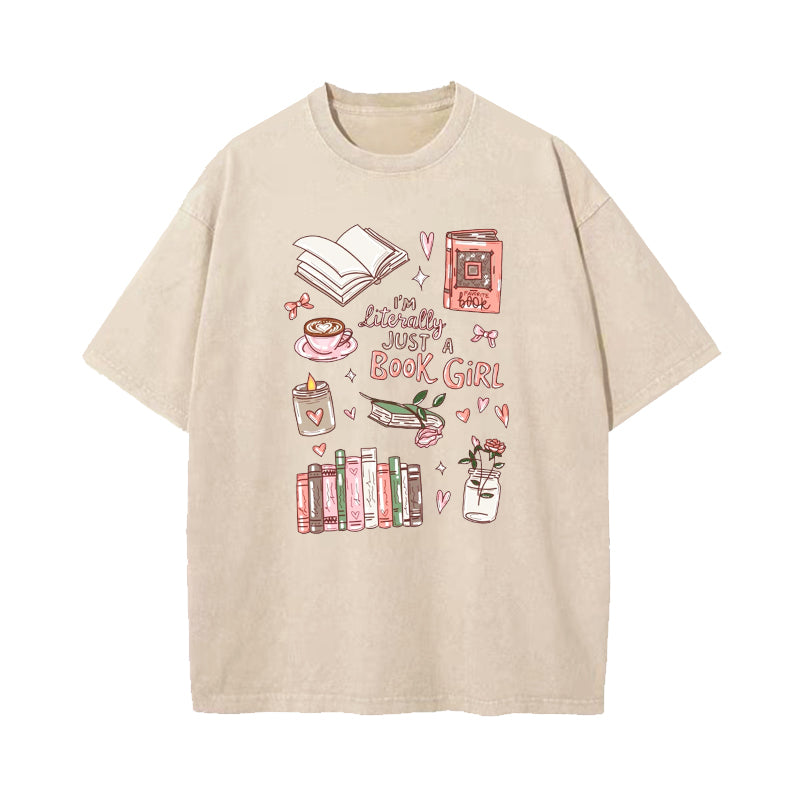 Just A Book Girl Washed T-Shirt