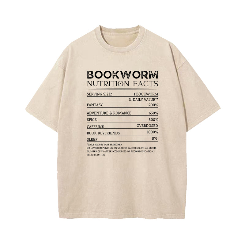 Bookworm Nutrition Facts Washed T-Shirt