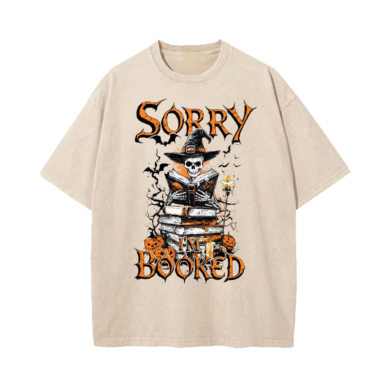 Halloween I'm Booked Washed T-Shirt
