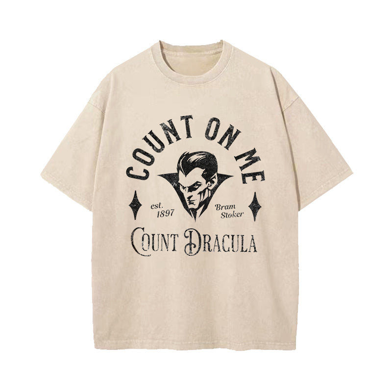 Dracula Bram Stoker Count On Me Washed T-Shirt