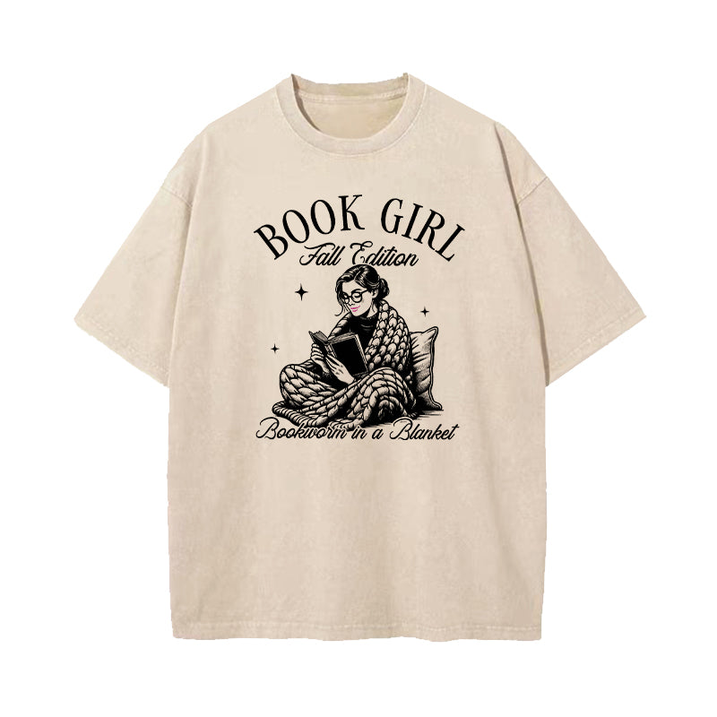 Book Girl Fall Edition Washed T-Shirt