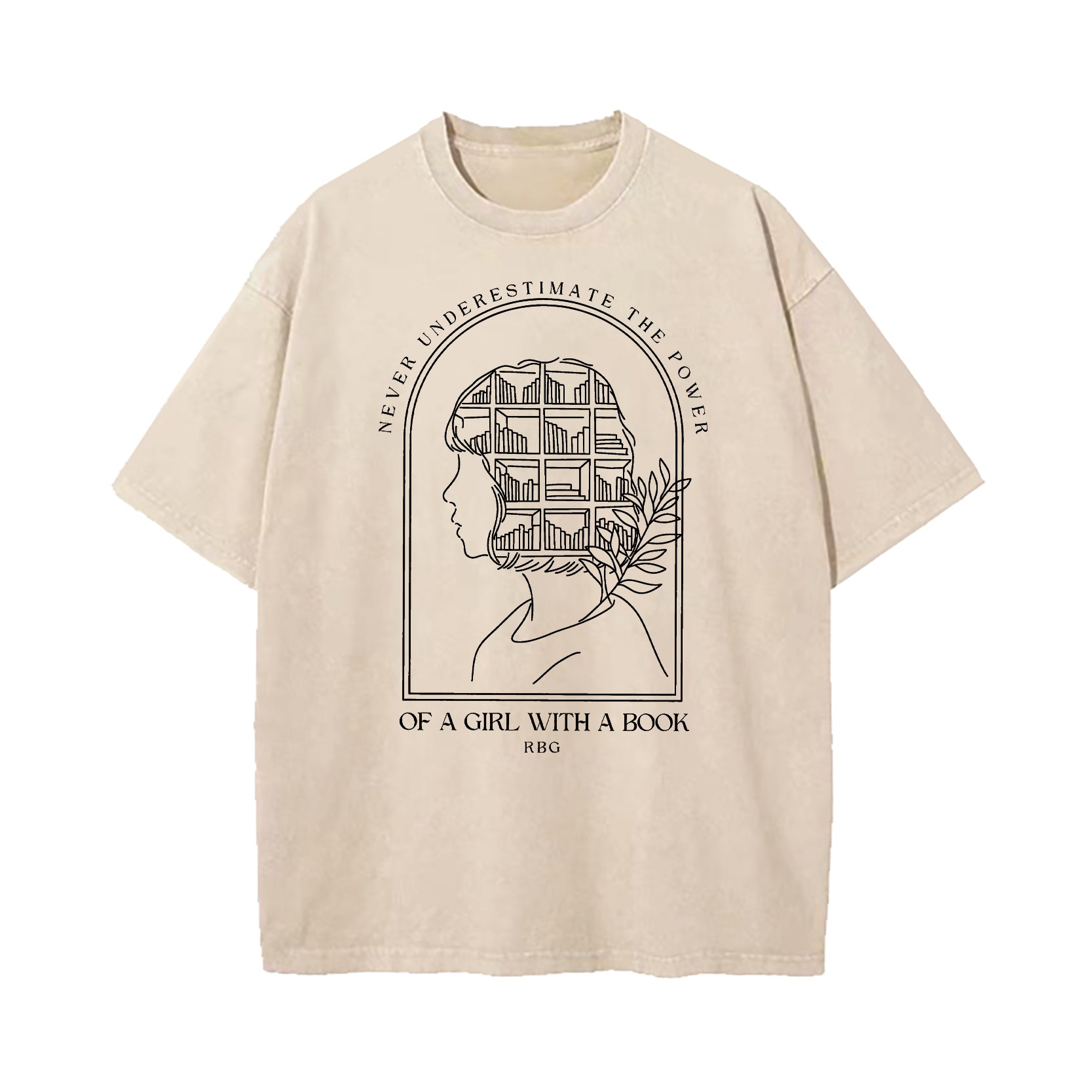 Never Underestimate The Power of A Girl With A Book Washed T-Shirt