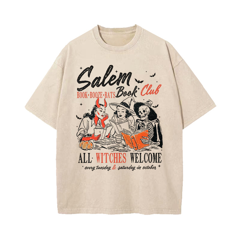 Salem Book Club Halloween Washed T-Shirt