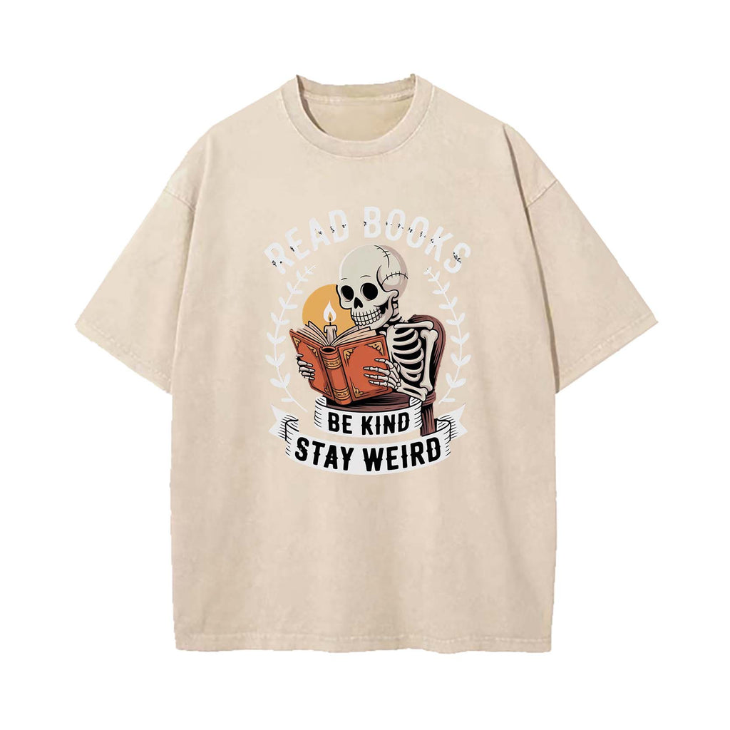 Read Books Stay Weird Book Lover Washed T-Shirt