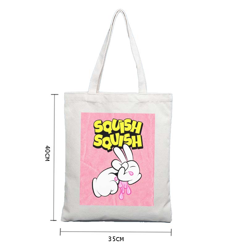 Sad bunny cries pink squish squish aromantic Canvasbag