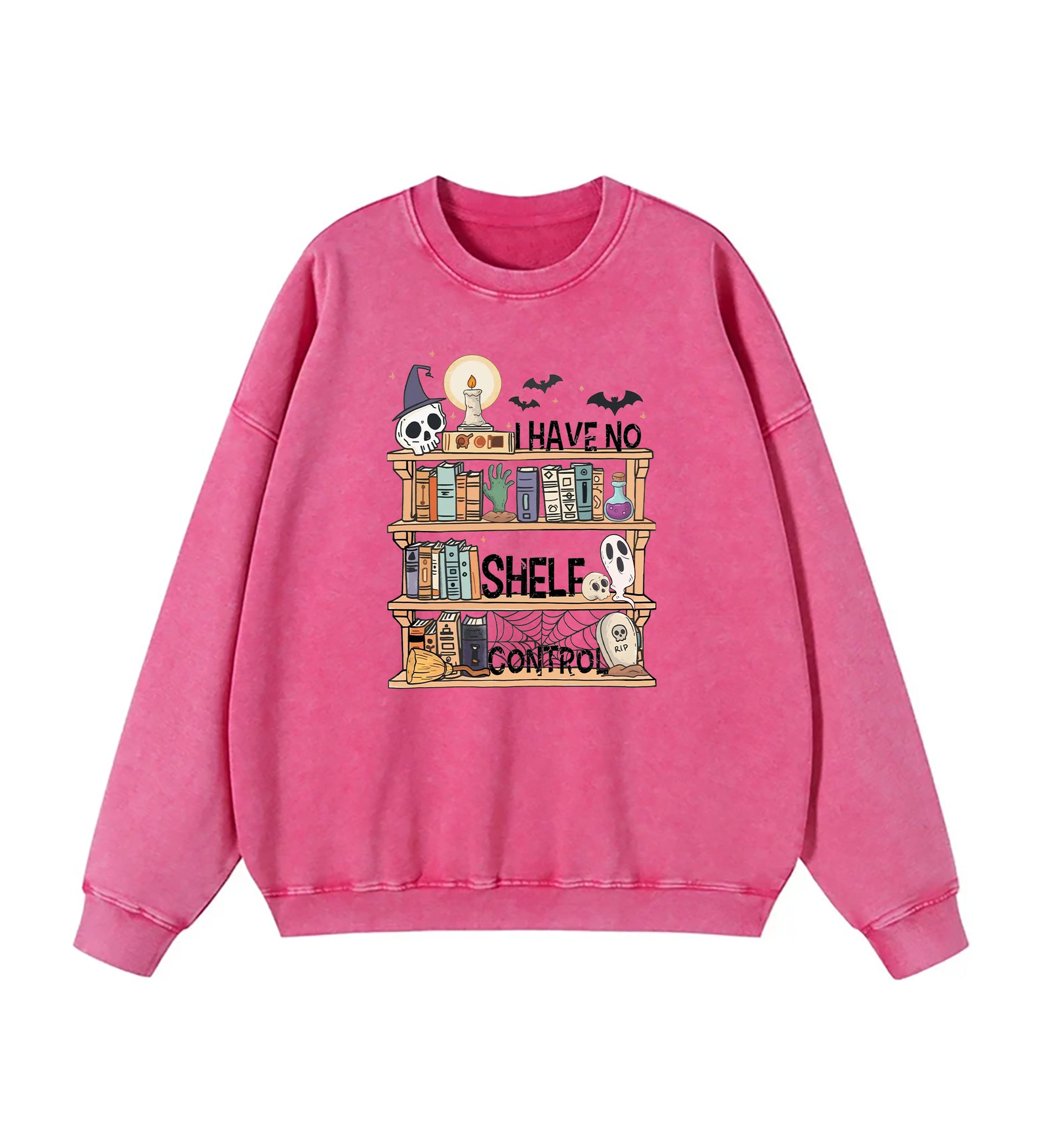 I Have No Shelf Control Book Lover Halloween Edition Washed Sweatshirt