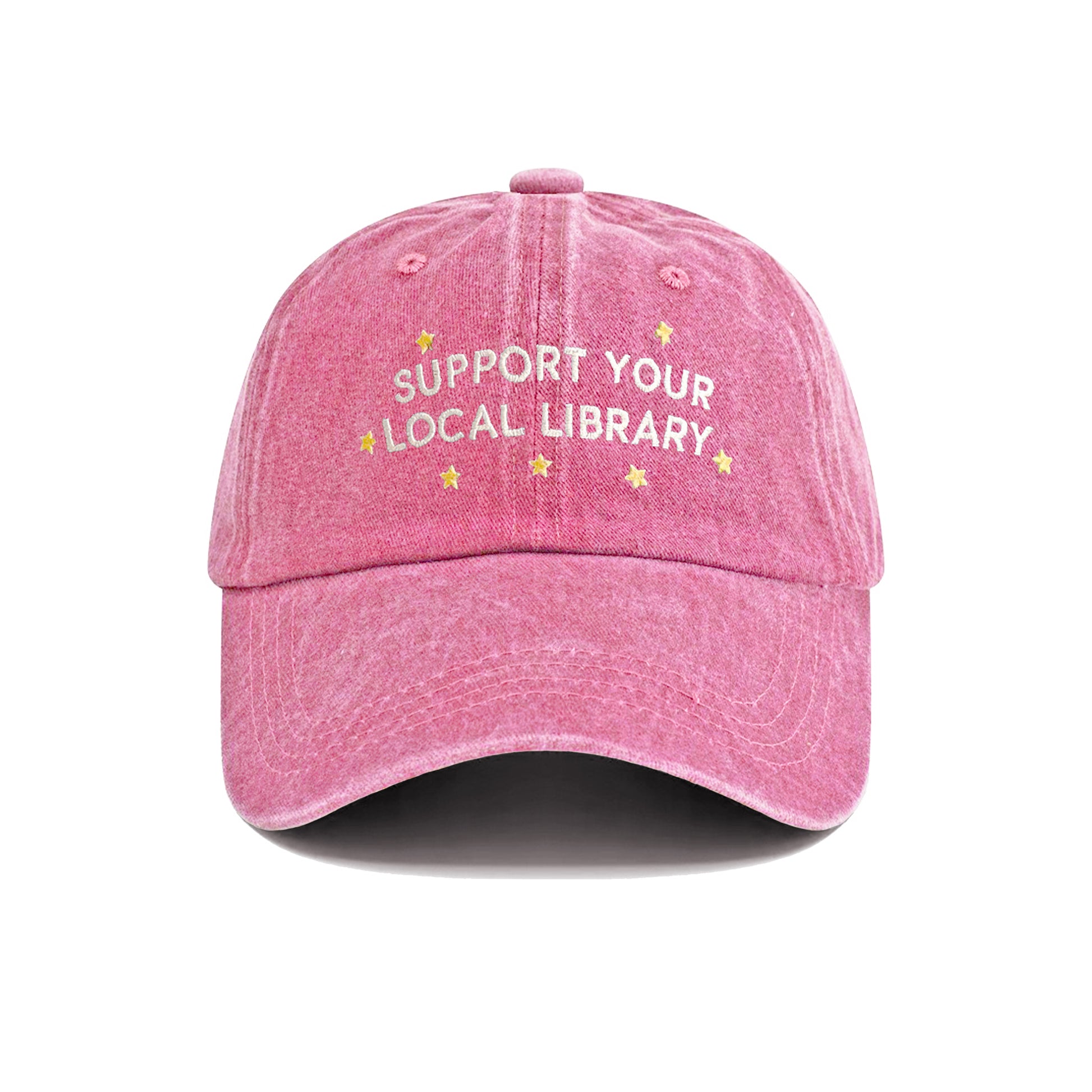 Support Your Local Library Embroidered Washed Cap