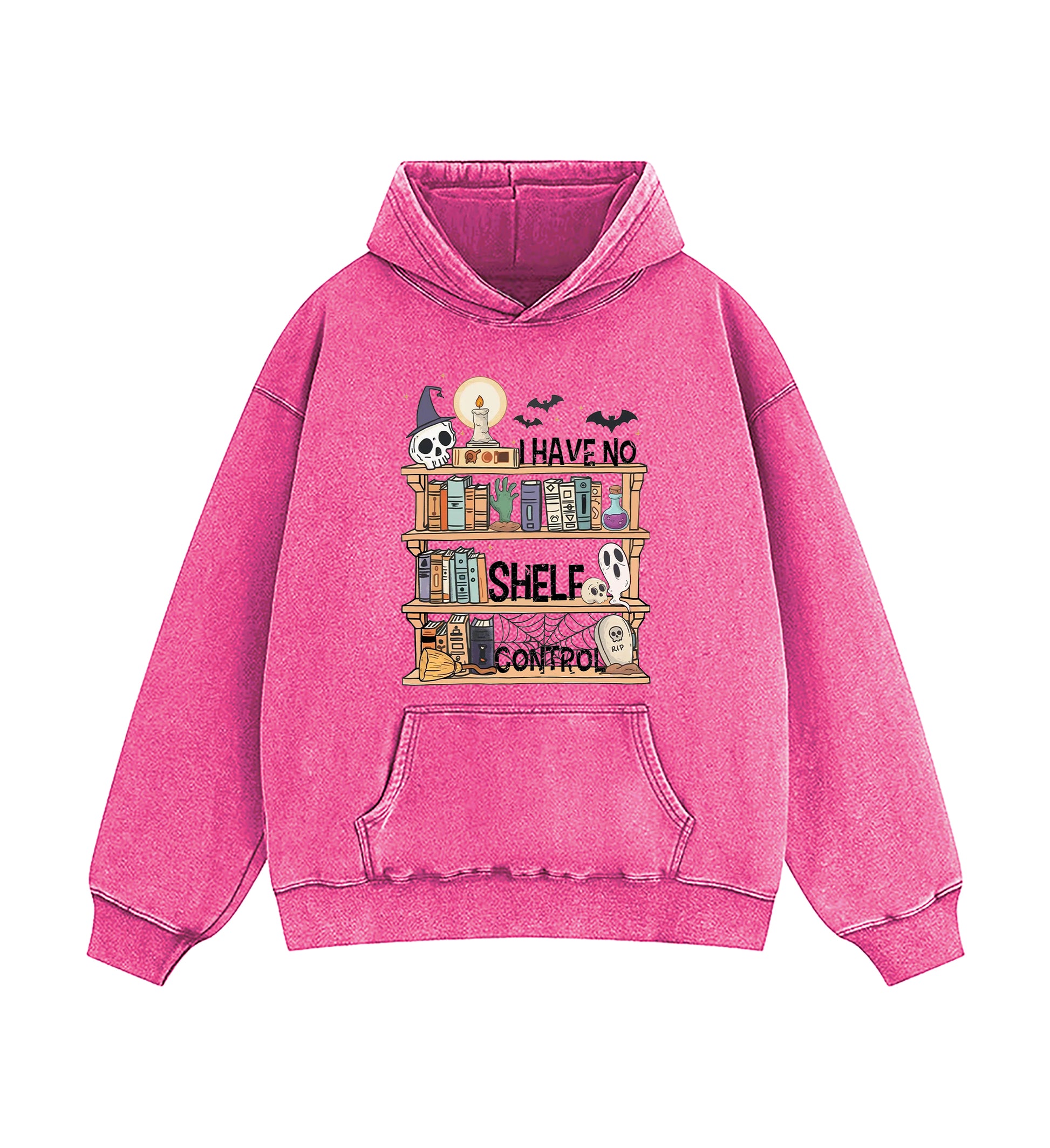 I Have No Shelf Control Book Lover Halloween Edition Washed Hoodie